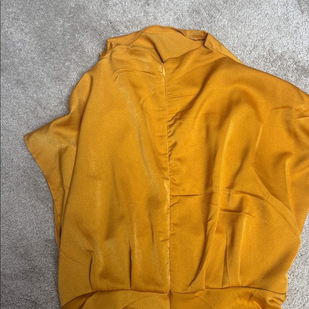 Mustard Ruched Side Dress - Picture 3 of 4